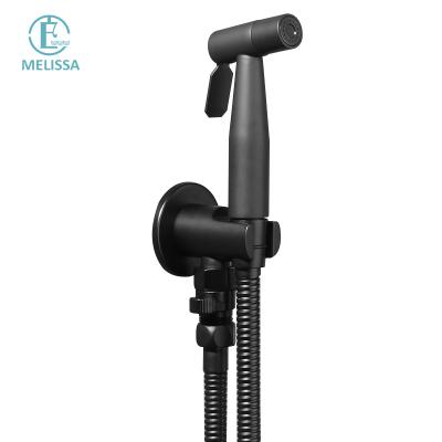 China Melissa Modern Brass Stainless Steel Bathroom Black Toilet Bidet Spray Shattaf Set Shower Hand Held Angle Valve for sale