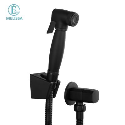 China Melissa Modern Brass Bathroom black toilet bidet spray shattaf set shower hand held angle valve for sale