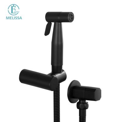 China Melissa Modern Brass Bathroom black toilet bidet spray shattaf set shower hand held angle valve for sale