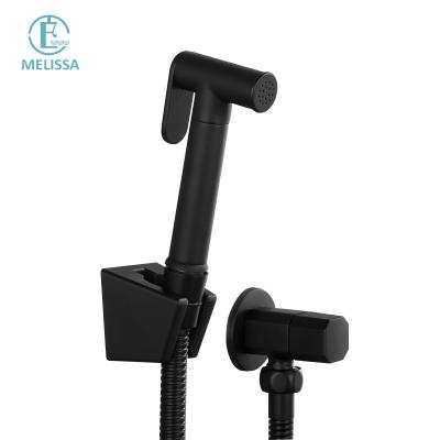 China Melissa Europe and America Bathroom Black Toilet Bidet Modern Brass Spray Shattaf Set Shower Hand Held Angle Valve for sale