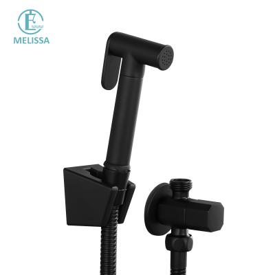 China Melissa Europe and America Bathroom Black Toilet Bidet Modern Brass Spray Shattaf Set Shower Hand Held Angle Valve for sale