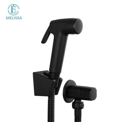 China Melissa Europe and America Modern ABS Bathroom Black Bathroom Toilet Bidet Spray Brass Shattaf Set Shower Hand Held Angle Valve for sale