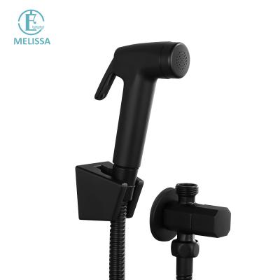 China Melissa Europe and America Modern ABS Bathroom Black Bathroom Toilet Bidet Spray Brass Shattaf Set Shower Hand Held Angle Valve for sale