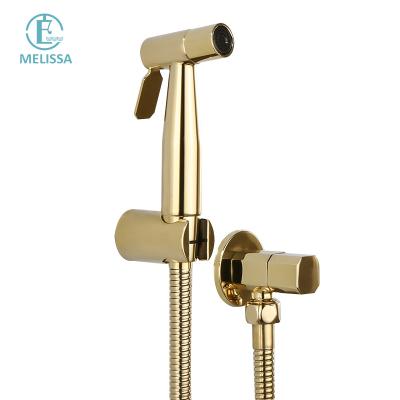 China Modern Bathroom Melissa Brass Stainless Steel Zirconium Gold Toilet Bidet Spray Light Shattaf Set Shower Hand Held Angle Valve for sale