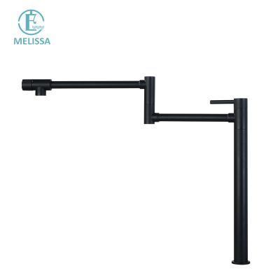 China Amazon Hot Sales Melissa Modern Brass Soup Pot Sink Refilling Folding Sense Faucets Single Tap Water Hole Black Kitchen Faucet for sale