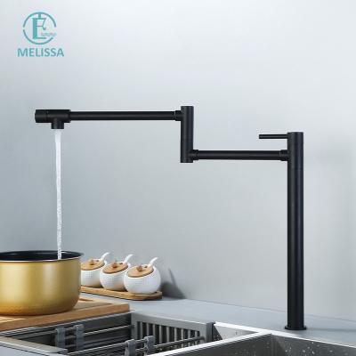 China Amazon Hot Sales Melissa Modern Brass Soup Pot Sink Refilling Folding Sense Faucets Single Tap Water Hole Black Kitchen Faucet for sale