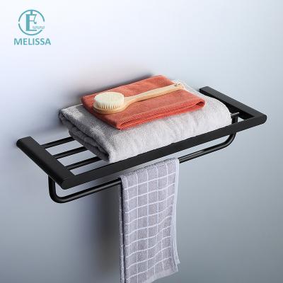 China Modern Bathroom Hardware Set Black Bathroom Accessories Toothbrush Holder Paper Shelf Towel Rack Rail Towel Hook Steel Robe Origin for sale