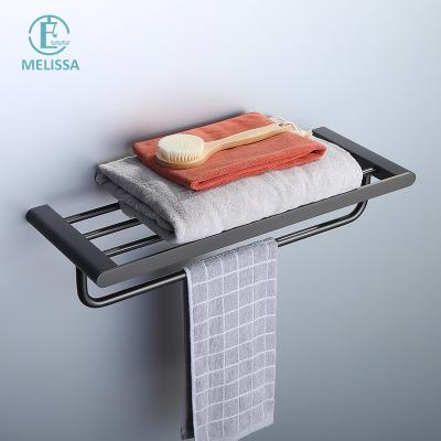 China Modern Bathroom Hardware Set Black Bathroom Accessories Toothbrush Holder Paper Shelf Towel Rack Rail Towel Hook Steel Robe Origin for sale