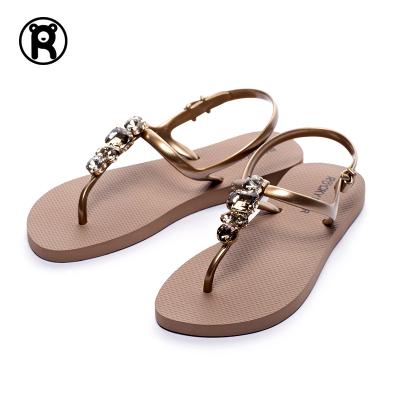 China Diamond strap flat sandals 2020 beach flat sandals for women or ladies for sale