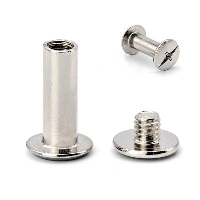 China Pan M4 M5 M6 Stainless Steel Carbon Steel Brass Flat Round Slotted Chicago Head Male Female Screw For Leather for sale