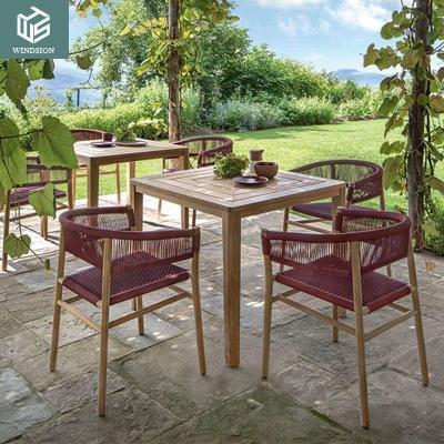 China Modern Outdoor courtyard rattan woven rope leisure combination balcony villa real design wedding restaurant patio solid wood chair for sale