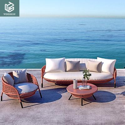 China Modern Modern rattan garden wicker free combination patio furniture sofa with coffee table for villa for sale