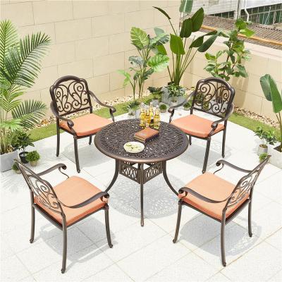 China Eco-friendly\UV Resistant\water Proof\weather Resistant Cast aluminum luxury modern set cushion backyard outside chair table garden patio outdoor furniture for sale