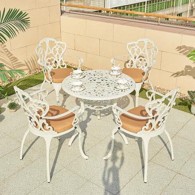 China Eco-friendly\UV Resistant\water Proof\weather Resistant Outdoor 2 4 6 seat table set patio garden furniture balcony patio set cast aluminum tile table and chairs garden furniture set for sale