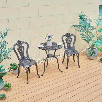 China Eco-friendly\UV Resistant\water Proof\weather Resistant Hot Sales European Style Bronze Cast Aluminum Antique Outdoor Furniture Chairs And Table Bistro Patio Garden Sets for sale