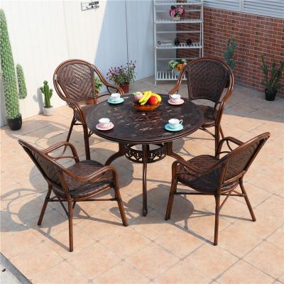 China Eco-friendly\UV Resistant\water Proof\weather Resistant Nordic outdoor rattan garden dining table furniture luxurious cast aluminum garden Patio rattan outdoor garden furniture sets for sale