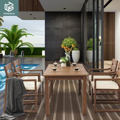 China Environmental protection and durable Hotel Garden Outdoor Rectangular Long Dining Table 4 Seater Modern Dining Table Set for sale