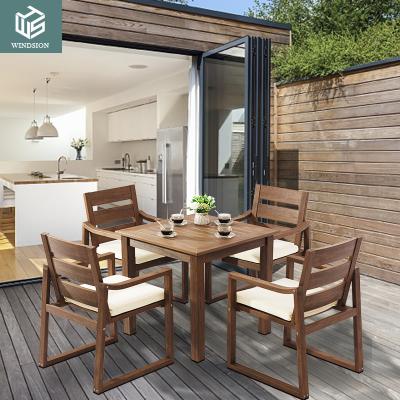 China HIPS Modern Plastic Wooden Restaurant Home Furniture Dining Room Dinning Table Set for sale