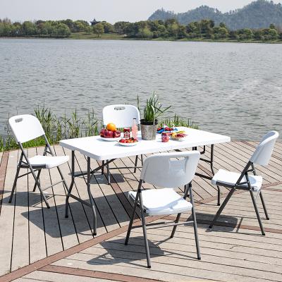 China Weather Outdoor Furniture Wholesale Cheap Plastic Folding Table Set for Wedding Banquet Tables and Chairs for Events for sale