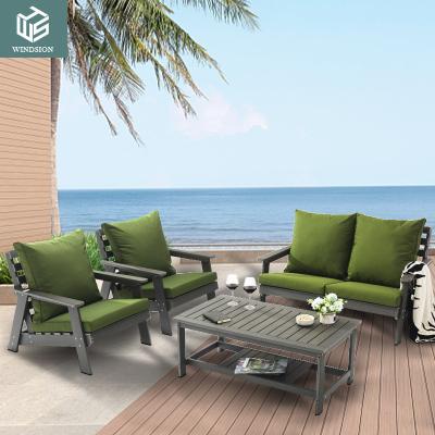 China Environmental protection and durable Factory Directly Outdoor Plastic Wood Teak Furniture Garden Sofa Set Patio Outdoor Couch Sofa Set for sale