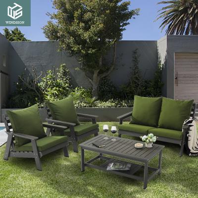 China Environmental protection and durable Factory plastic outdoor wooden sofa set HIPS wood patio furniture set garden sofa set for sale