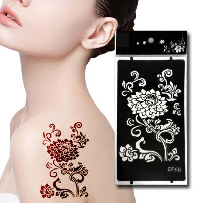 China Large Rose Peony Temporary Tattoos Waterproof 3D Temporary Black Flower Fake Tattoo Stickers For Women Girls Lady DIY Body Art for sale