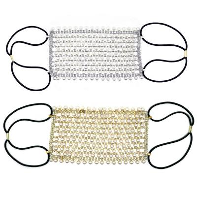 China Dustproof Fashionable Personality Rhinestone Trend Maskes Nightclub Cavity Instant Pearl Diamond Maskes for sale