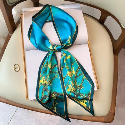 China Hot 2021 New Designer Women's Satin Headband Decoration Hijab Scarf Women's Silk Hair Sunshade Heads Neck Collar Scarves For Ladies Bandana for sale