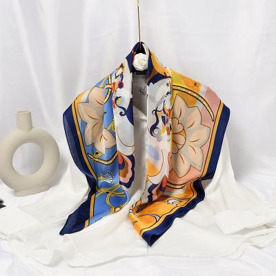 China Wholesale Hot Sale Custom Parasol Decoration Digital Printing 90*90cm Geometric Oil Painting Printing Handbag Neck Decoration Square Satin Scarf Women for sale