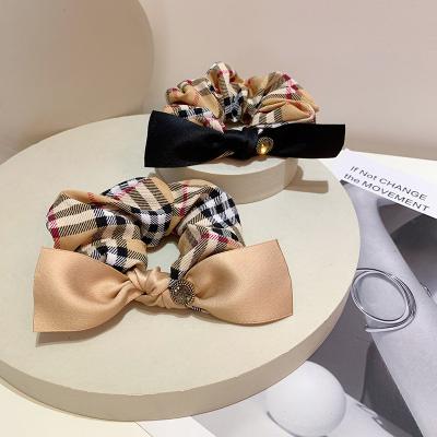 China Newest Fashion Bohemia Classic Newspaper Swap OL Wrap Plaid Water Drill Scrunchies Hair Bands Head Rope Brown Girl for sale