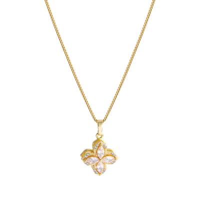 China Lucky Grass Choker Chain Women Fashion Four Leaf Rotating Clover Necklace Fashionable Daughter Birthday Mother's Day Pendant Gift for sale