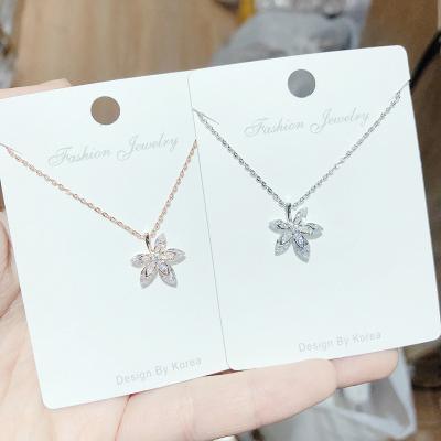 China Trendy Fashion S925 Sterling Silver Literary Flower Zircon Necklace For Woman Wedding Party Jewelry Clavicle Chain for sale