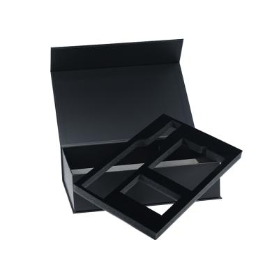 China Black Magnetic Rigid Jewelry Cardboard Jewelry Custom Closure Recycled Hard Paper Ring Box With Foam Tray for sale