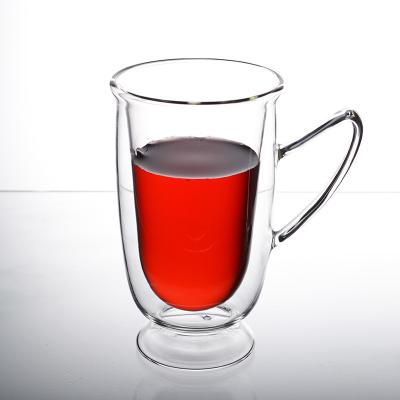 China 80ml 150ml 250ml 350ml 450ml Sustainable Borosilicate Double Wall Insulated Layer Glass Coffee Mug Set With Handle And Lid For Coffee Tea for sale