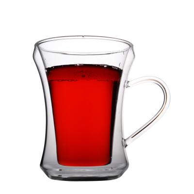 China 2022 Brand New Sustainable Factory Double Wall Coffee Mug Double Wall Cup Glass Glass Mug for sale