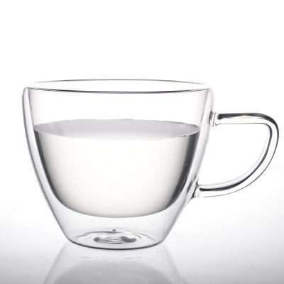 China Custom Glass Mugs Double Wall Cups High Quality Factory Made Viable Glass Mug for sale