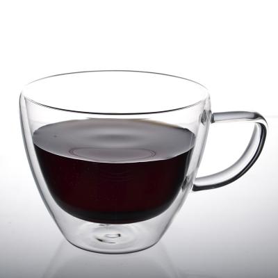 China Sustainable Glass Coffee Mug Coffee Wine Tea Double Wall Double Wall Glass Mug for sale