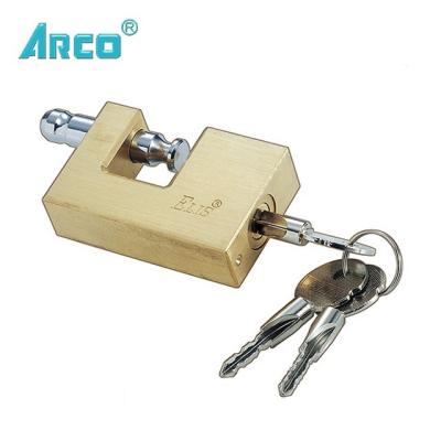 China Brass Padlock With Cross Key , Security Rectangular Brass Padlock 206-C for sale