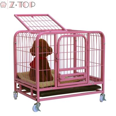 China Breathable Collapsible Dog Crate Durable Folding Metal Grid Dog Crate With Wheels for sale