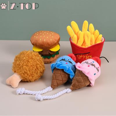 China Z-TOP Viable Hamburger Christmas Food Shape Stuffed Dog Chips Milk Cup Food Squeaky Pet Toys for sale