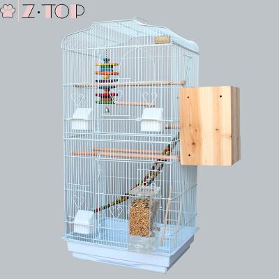 China Breathable High Quality Wire Cage Parrot Cage Steel Breeding Bird Cage With Roof And Food Bowl For The Bird for sale