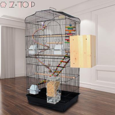 China Breathable Heavy Duty Big Wire Aviary Parrot Cage Steel Bird Cage With Roof And Food Bowl For Bird for sale