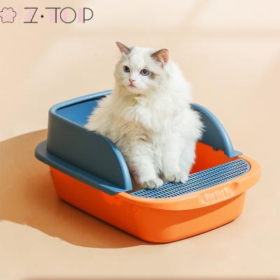 China New Design Custom Made Wholesale Viable Eco-Friendly Durable Cat Litter Box With Garbage Scoop Cat Litter Tray Cat Toilet for sale