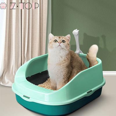 China Colorful Hot Selling Partially Enclosed Cat Litter Box Viable Splash Proof With Scoop for sale