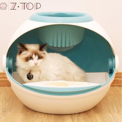 China Sustainable Cat Litter Box Large Enclosed Cat Toilet Absorb Odor Cat Litter Splatter Box for sale