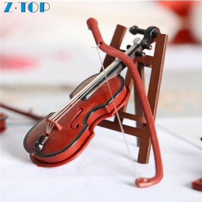 China Props Mini Musical Instrument Dollhouse Accessories Photography Ornaments Mini Toy Miniature Violin Model Replica for sale