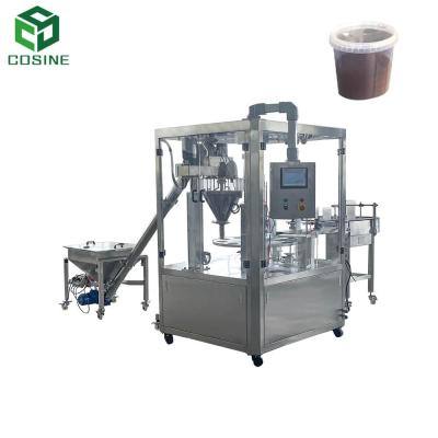 China GARMENT COSINUS Rotary Cup Filling Sealing Machine For Cream Cheese / Jelly / Powder for sale