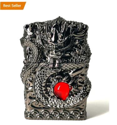 China Antique Gas Lighter Refill Vintage Ditch Grindstone Kerosene Cigarette Dragon Lighter for sale