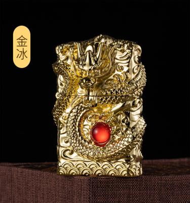 China Oil Lighter Refill Carving Dragon Flame Torch Oil Cigerate Lighter Dragon for sale