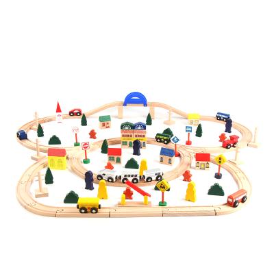 China Toy Beech Big Slot Colorful Wooden Toy Train With 1 Year Long Track Set for sale